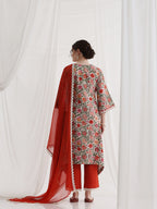 Floral Printed V-Neck Pure Cotton A-Line Kurta With Palazzos And Dupatta