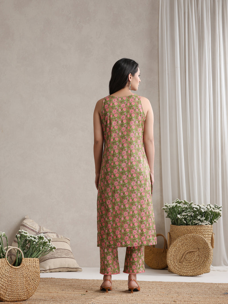 Women Floral Printed Regular Pure Cotton Kurta with Palazzos