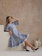 Women Floral Printed Cotton Fit and Flare A-Line Dress