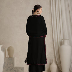 Geometric Embellished Mirror Work A-Line Kurta With Sharara & Dupatta