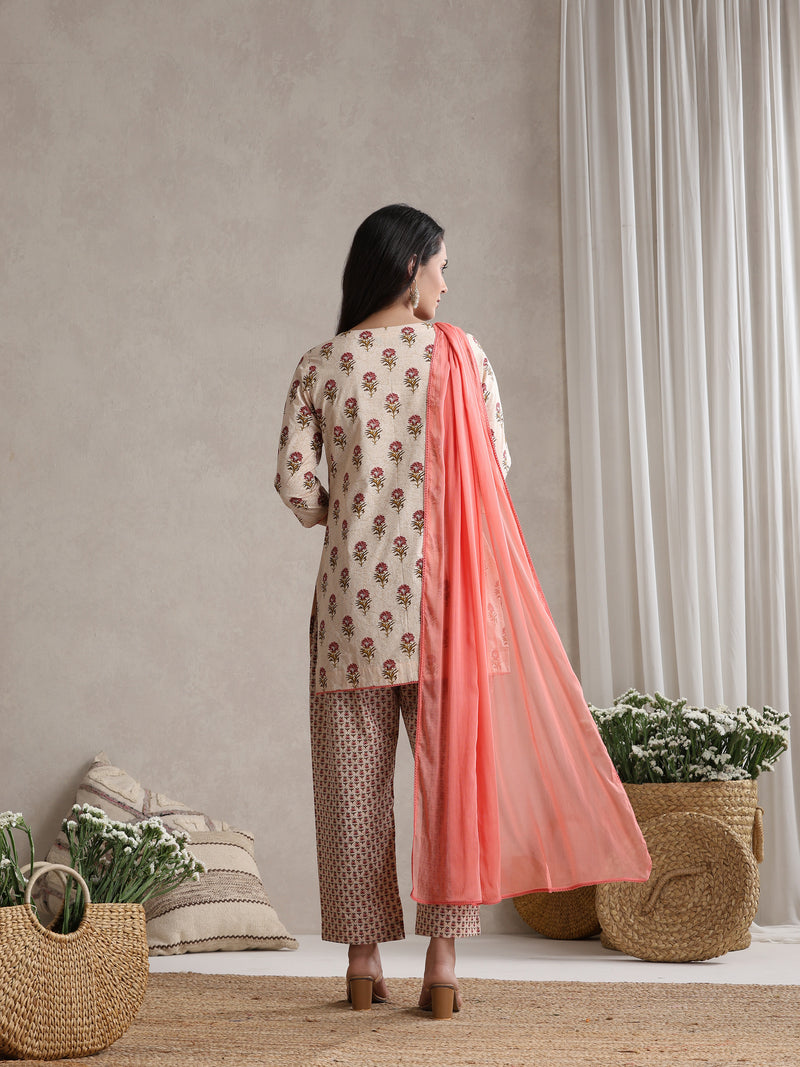 Khushal K Women Floral Printed Cotton Kurta set