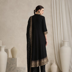 Black printed Kurta with Palazzos with dupatta