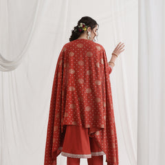 Khushal K Ethnic Motifs Rust  Anarkali Sequinned Kurta set