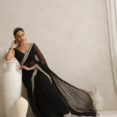 Embellished Zari Poly Chiffon Fashion Saree'