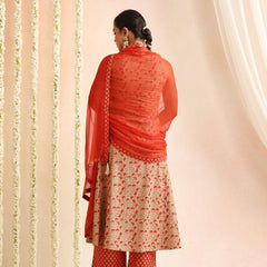 Women Floral Printed V-Neck Kurta with Trousers & Dupatta