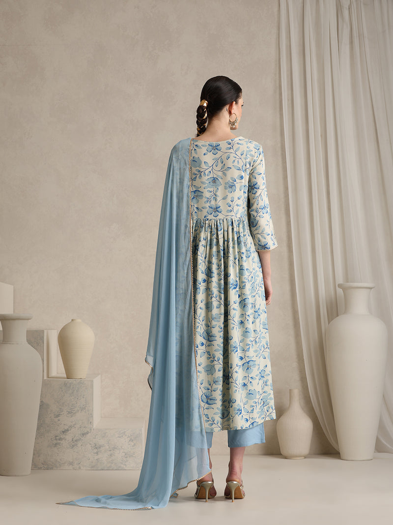 Khushal K Women Floral Printed Regular  Thread Work Kurta set
