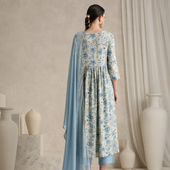 Khushal K Women Floral Printed Regular  Thread Work Kurta set