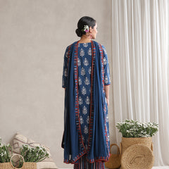 Women Floral Printed Regular Pure Cotton Kurta with Palazzos & With Dupatta