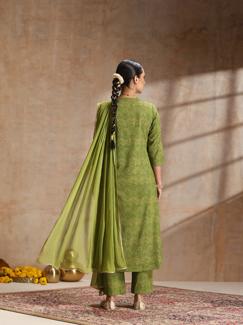Women Ethnic Motifs Printed Sequinned Anarkali Kurta with Trousers & Dupatta