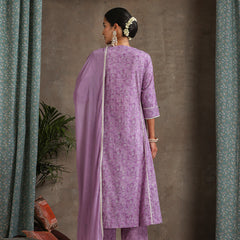 Purple and white Kurta with trouser & dupatta