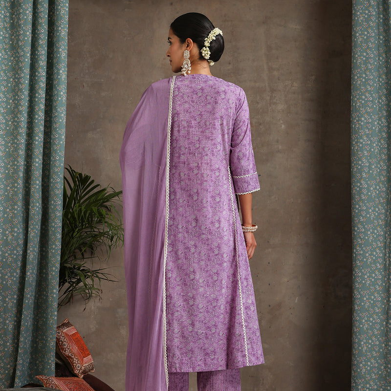 Purple and White Kurta with Trouser & Dupatta - Khushal K - Image 7