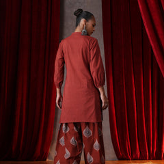 Khushal K Women Cotton kurta and Farsi salwar set - Rust