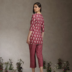 Floral Printed V-Neck Cotton Cord Set