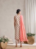 Women Cream & Peach Floral Printed Kurta Palazzo Set