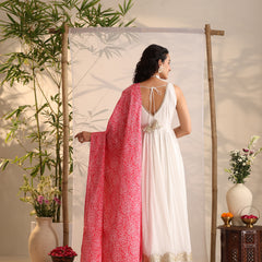 Khushal K Women Cotton Kurta and Palazzo With Dupatta Set - White