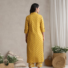 Yellow Floral & Polka Fusion Cotton Cord Set