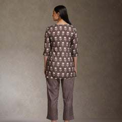 Floral Printed V-Neck Cotton Cord Set