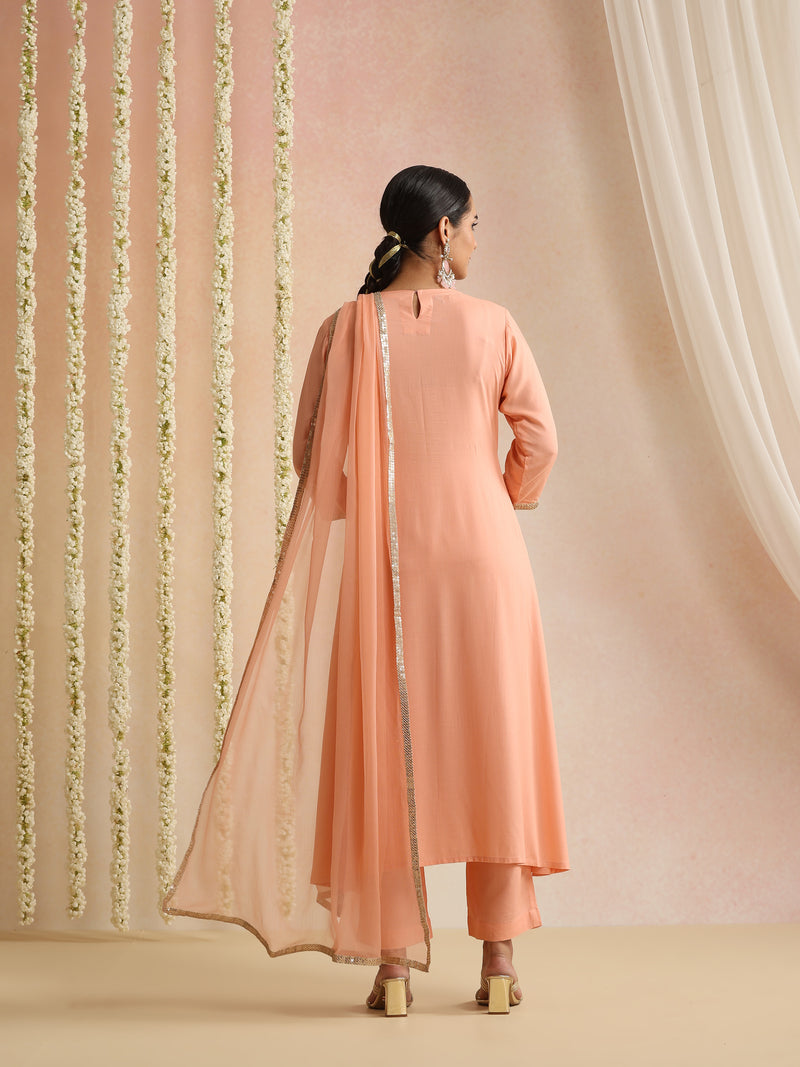 Women Ethnic Motifs Embroidered Empire Sequinned Kurta with Trousers & With Dupatta