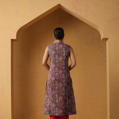 Khushal K Floral Printed Mandarin Collar Pure Cotton Straight Kurta set