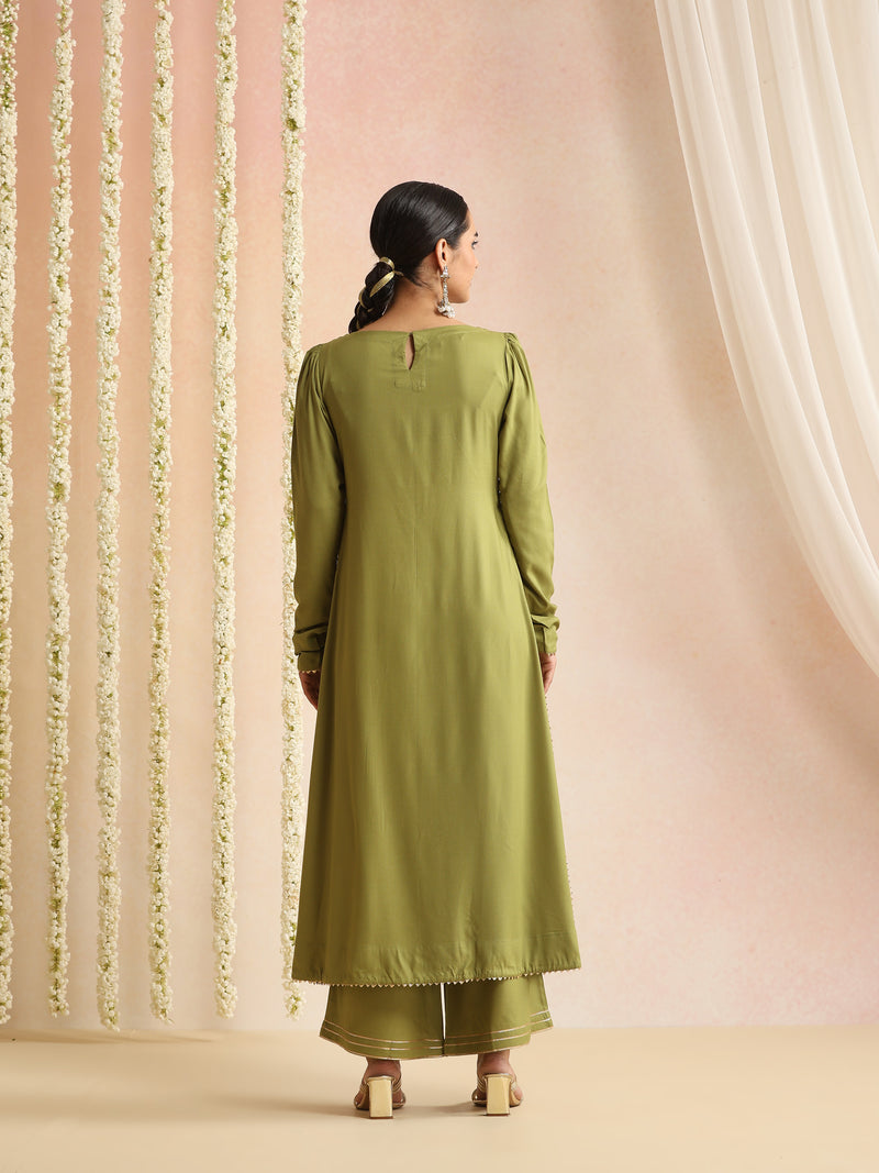 Women Woven Design Self Design Kurta with Palazzos