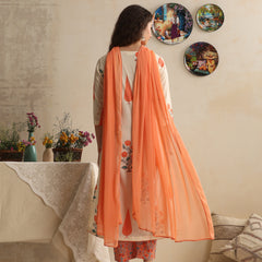 Khushal K Women Floral Off-White Printed Regular Pure Cotton Kurta & Palazzo With Dupatta