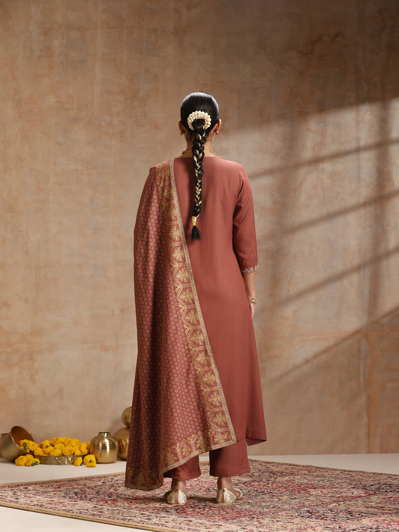 Women’s Ethnic Motif Print Kurta with Trousers & Dupatta