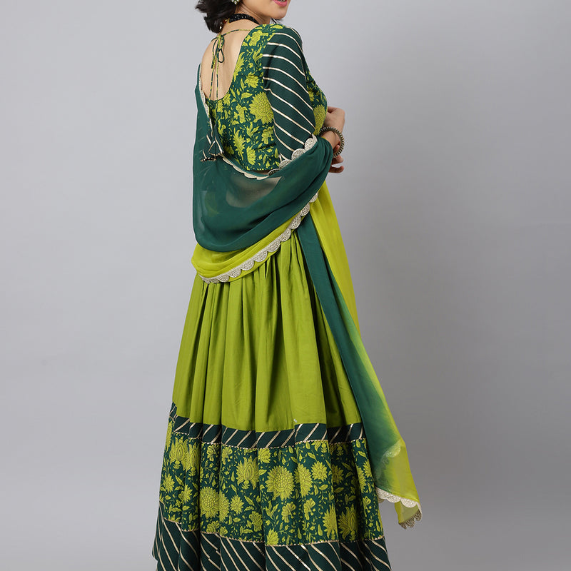Floral Printed Cotton Lehenga & Blouse with Dupatta - Khushal K - Image 6