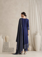 Floral Embroidered Gotta Patti V-Neck Anarkali Kurta With Palazzos & Dupatta