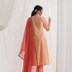 Khushal K Women Geometric Printed Pure Cotton A-Line Kurta set