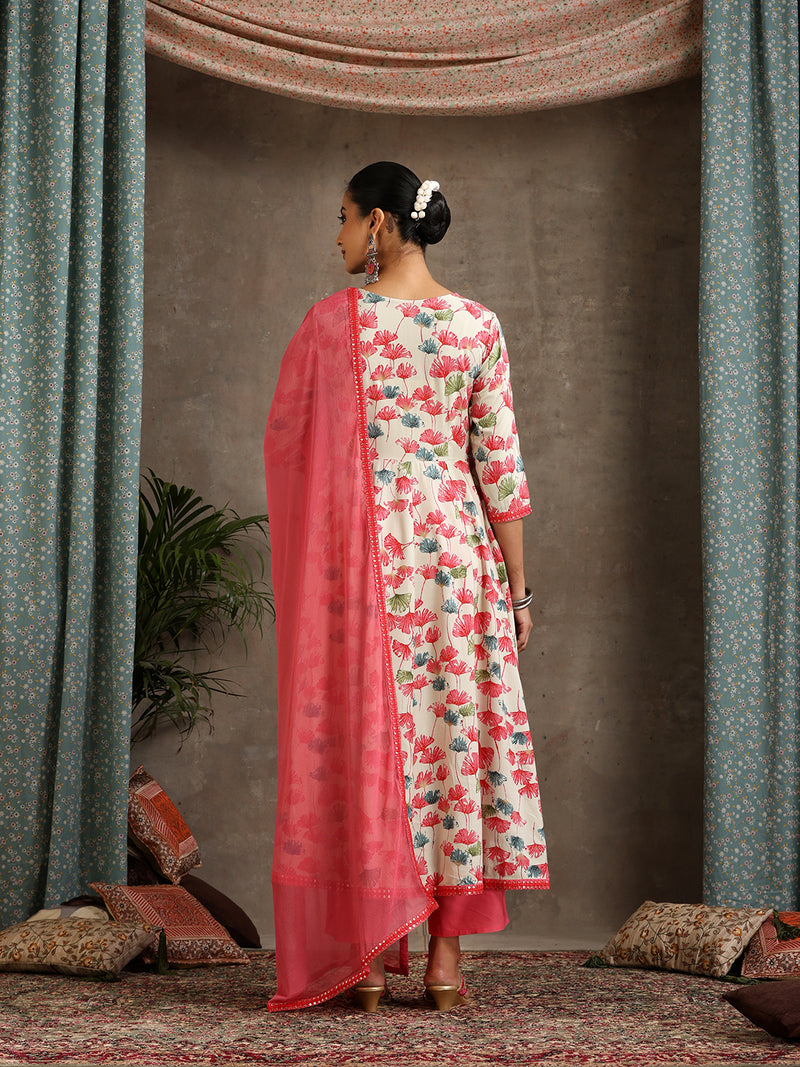 Women Floral Printed Kurta with Palazzos & Dupatta