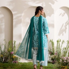 Khushal K Women Cotton Kurti And Farshi Salwar  With Dupatta Set - Green