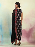 Ethnic Motifs Printed Regular Pure Cotton Straight Kurta with Palazzos & Dupatta