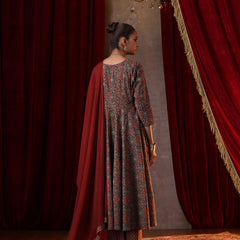 Khushal K Women Cotton kurta and palazzo with dupatta set - Rust