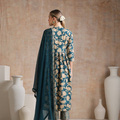 Women Floral Printed Regular Pure Cotton Kurta with Palazzos & With Dupatta