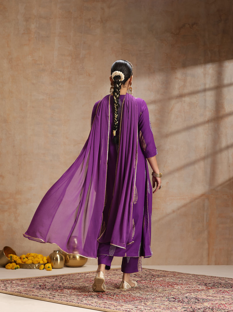 Women Ethnic Motifs Printed Tiered Sequinned Kurta with Trousers & Dupatta