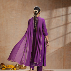 Women Ethnic Motifs Printed Tiered Sequinned Kurta with Trousers & Dupatta
