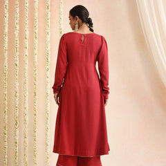 Ethnic Motifs Woven Design Thread Work A-Line Kurta With Palazzos