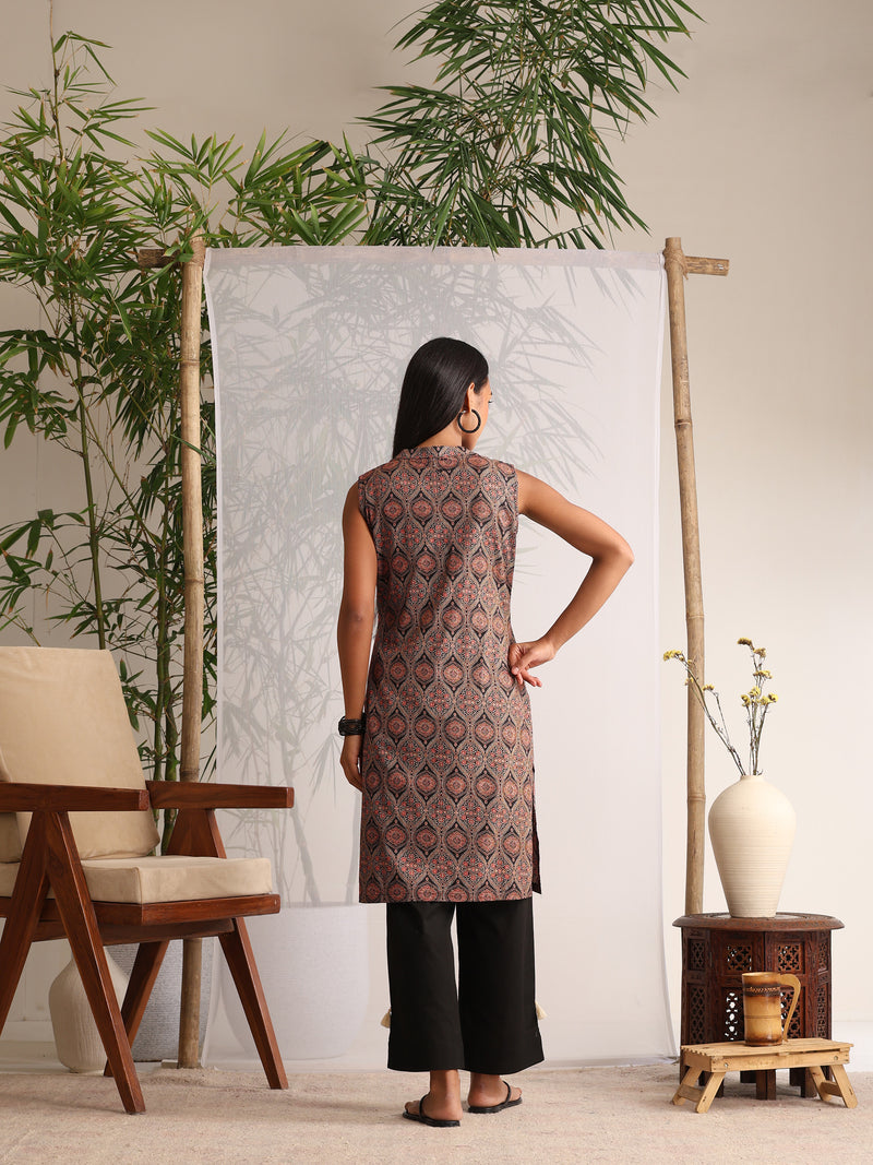 Khushal K Women Cotton kurta With Pant set - Black