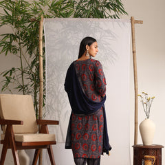Khushal K Women Cotton kurta and Afghani Salwar with dupatta set - Blue