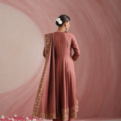 Women Ethnic Motifs Angrakha Thread Work Kurta with Trousers & With Dupatta