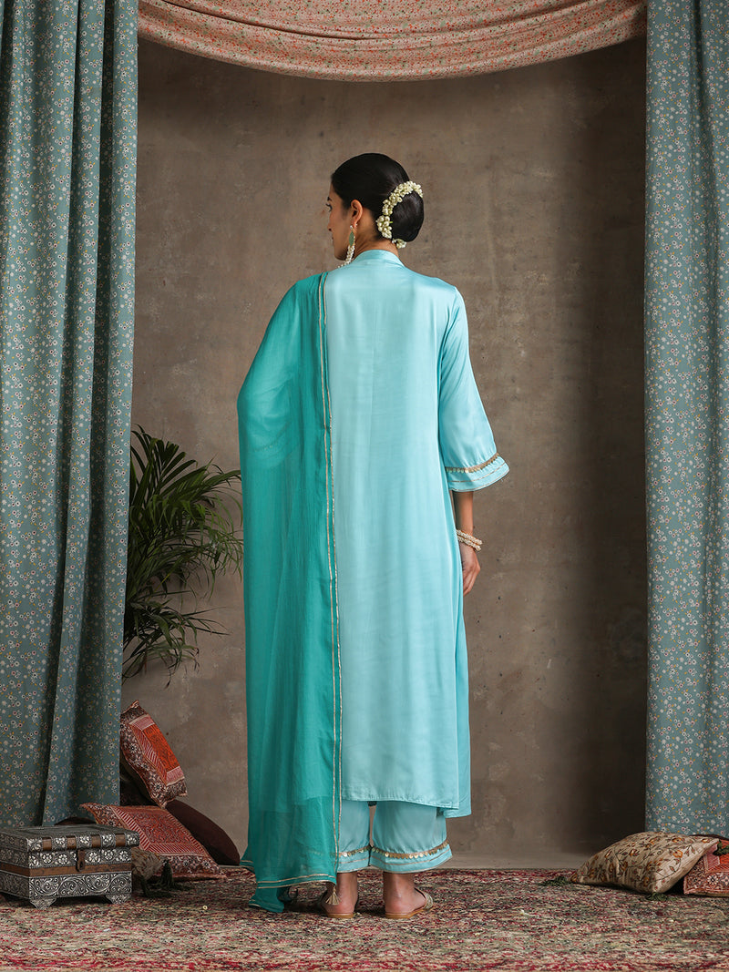 Khushal K Women Embroidered Pleated Gotta Patti Kurta set
