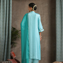 Khushal K Women Embroidered Pleated Gotta Patti Kurta set