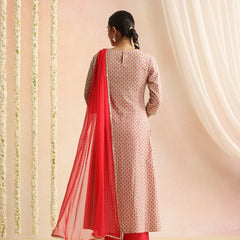 Women Ethnic Motifs Printed Pure Cotton Kurta & Trouser With Dupatta