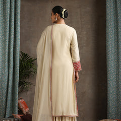 Geometric Embroidered Mirror Work A-Line Kurta With Sharara & Dupatta