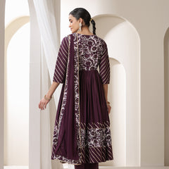 Khushal K Floral Printed Empire V Neck Gotta Patti Anarkali Kurta set