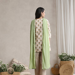 Floral Printed V-Neck Pure Cotton Kurta with Palazzos & With Dupatta