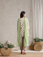 Floral Printed V-Neck Pure Cotton Kurta with Palazzos & With Dupatta
