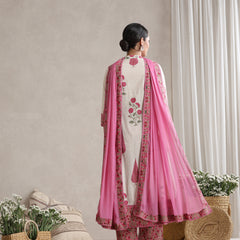 Women Floral Printed Cotton Kurta with Palazzos & Dupatta