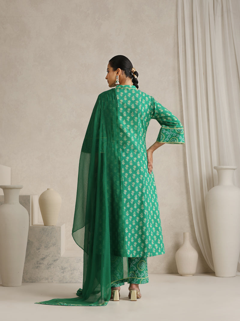 Women Floral Printed Regular Pure Cotton Kurta with Palazzos & With Dupatta