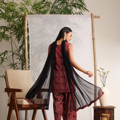 Khushal K Women Cotton kurti and Farshi Salwar with dupatta set - Maroon